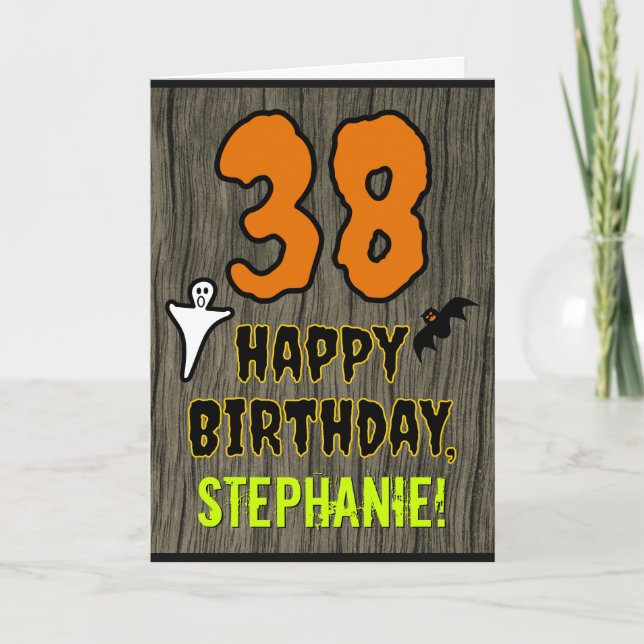 Carte 38e anniversaire : Thème d'Halloween Éffrayant, No (Devant)