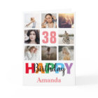 38e Joyeux Anniversaire Photo Collage rose moderne