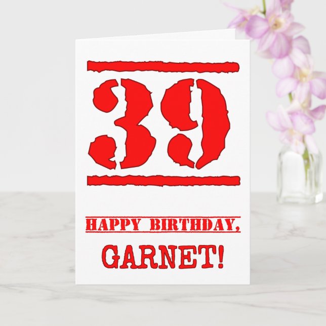 Carte 39e anniversaire : Amusant, Timbre en caoutchouc r (Orchidée)