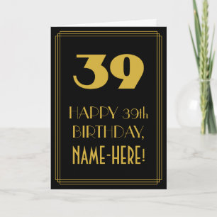 Carte 39e Anniversaire ~ Apparence inspirée d'Art Déco "