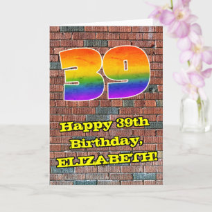Carte 39e anniversaire : Arc-en-ciel amusant inspiré par