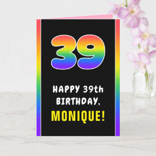 Carte 39e anniversaire : Arc-en-ciel coloré # 39, Nom pe