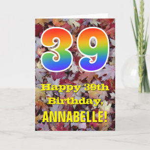 Carte 39e anniversaire; feuilles d'automne rustiques; ar
