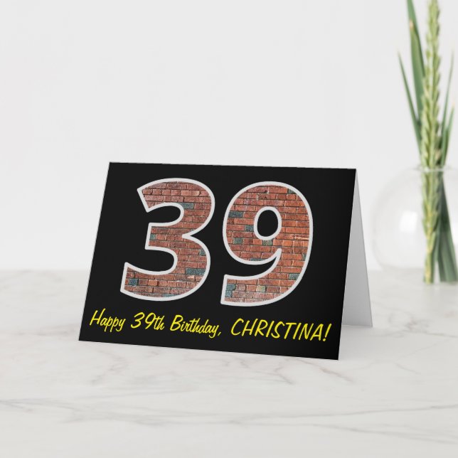 Carte 39e anniversaire - Motif de mur de briques "39" av (Devant)