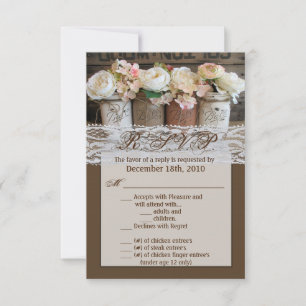 Carte 3.5x5 R.S.V.P. Mason Jar Fleur sauvage Barn 