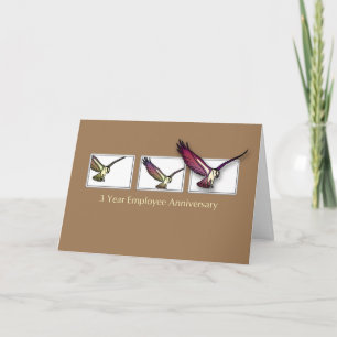 Carte 3 Anniversaire de l'employé Félicitations Bird