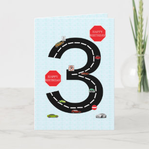 Carte 3 ans, 3 ans, voitures jouets et route