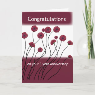 Carte 3 ans Anniversaire 12 pas Fleurs de récupération