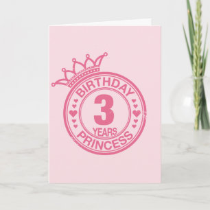 Carte 3 ans - Anniversaire Princesse - rose