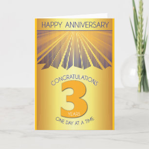 Carte 3 ans d'abstinence 12 Étapes Rayon Doré