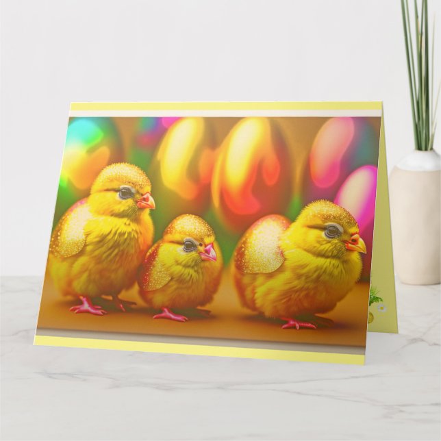 Carte 3 Gold Little Easter Chicks Collection (Devant)