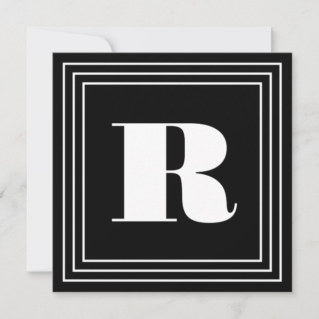 Carte 3 monogramme de cadre | Noir et blanc (Devant)