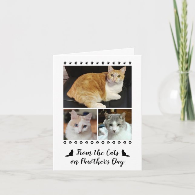Carte 3 Scénario photo pour la fête des pères avec chat, (Devant)