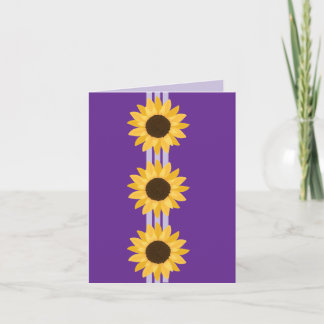 Carte 3 Tournesols sur Fond Violet