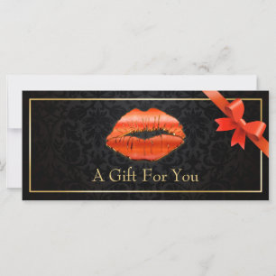 Carte 3D Red Lips Beauté Salon Floral Certificat cadeau