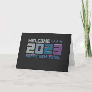 Carte 3d typographie bienvenue 2023 heureux nouvel an