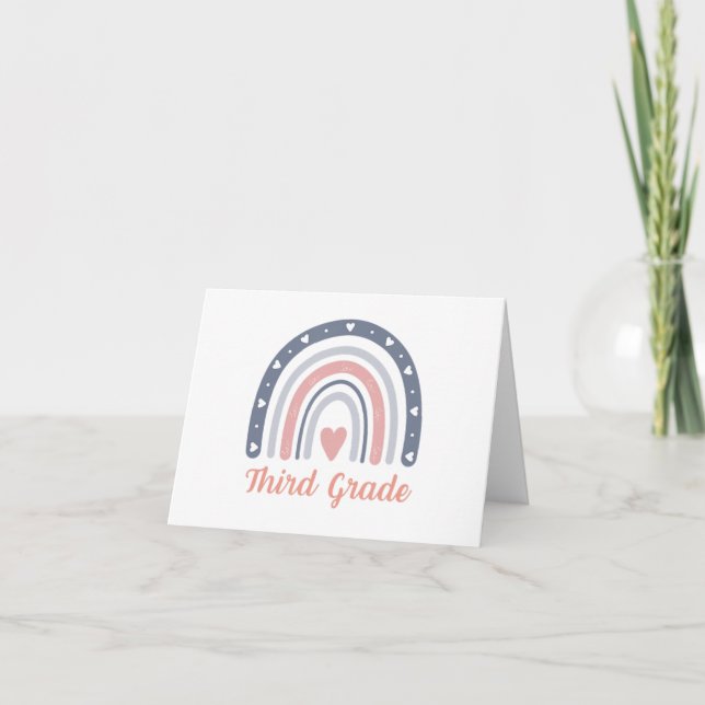 Carte 3e année Boho Rainbow Girls Enseignant Team Sq (Devant)