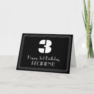 Carte 3e anniversaire : Art Déco Inspiré Look "3" & Nom