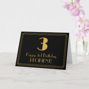Carte 3e anniversaire : Art Déco Inspiré Look "3" + Nom