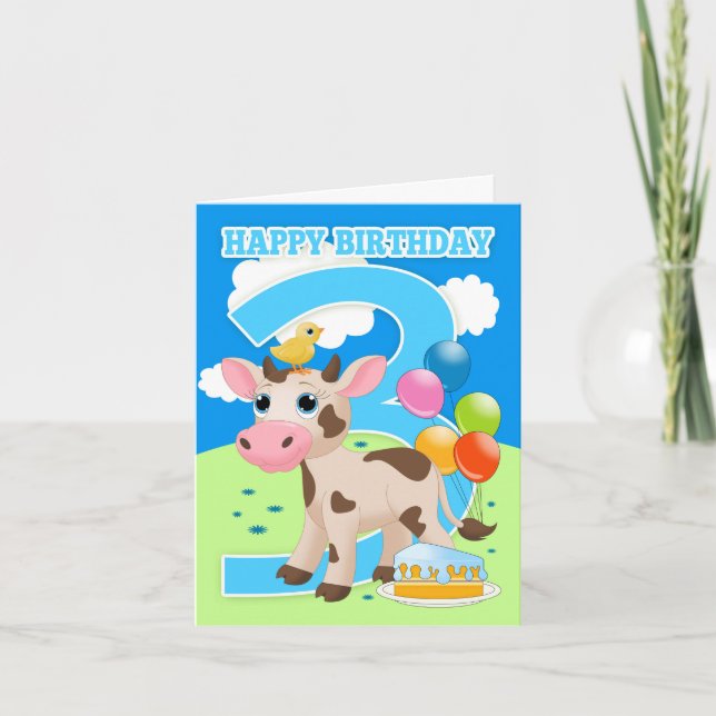 Carte 3e Anniversaire Avec Petit Gâteau De Vache E (Devant)