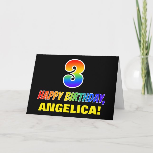 Carte 3e anniversaire : Bold, amusant, simple, arc-en-ci (Devant)