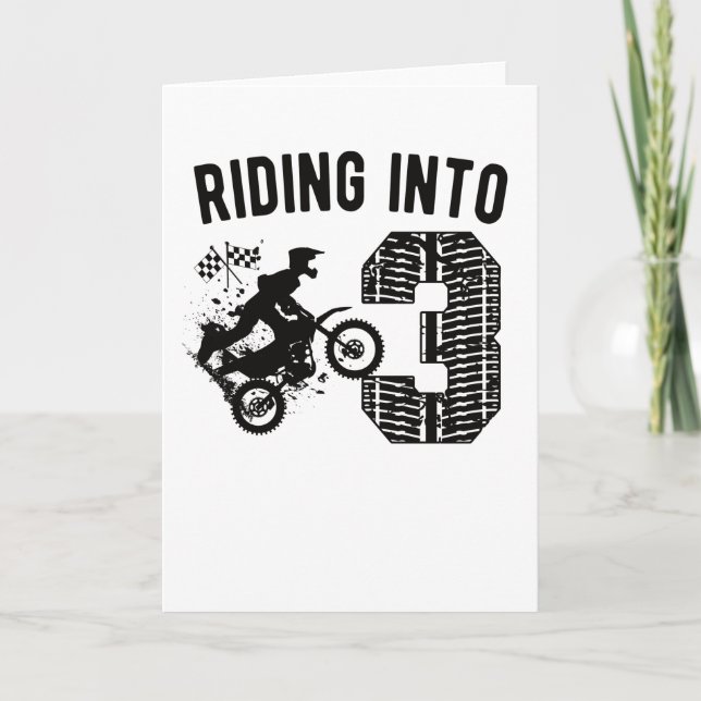 Carte 3e anniversaire Cadeau Dirt Vélo 3 ans Motocross (Devant)