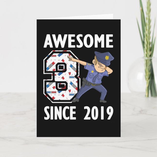 Carte 3e anniversaire Cadeau policier garçon né en 2019 (Devant)