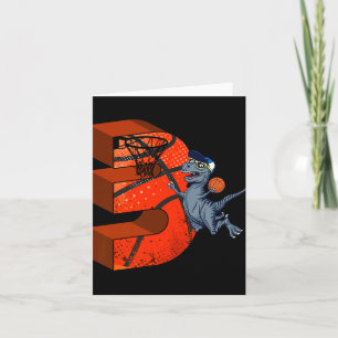 Carte 3e anniversaire de basket-ball Dinosaur Boy Cadeau