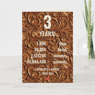 Carte 3e anniversaire de mariage en cuir