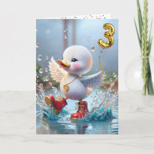 Carte 3e anniversaire Duck Dancing In a Rain Puddle