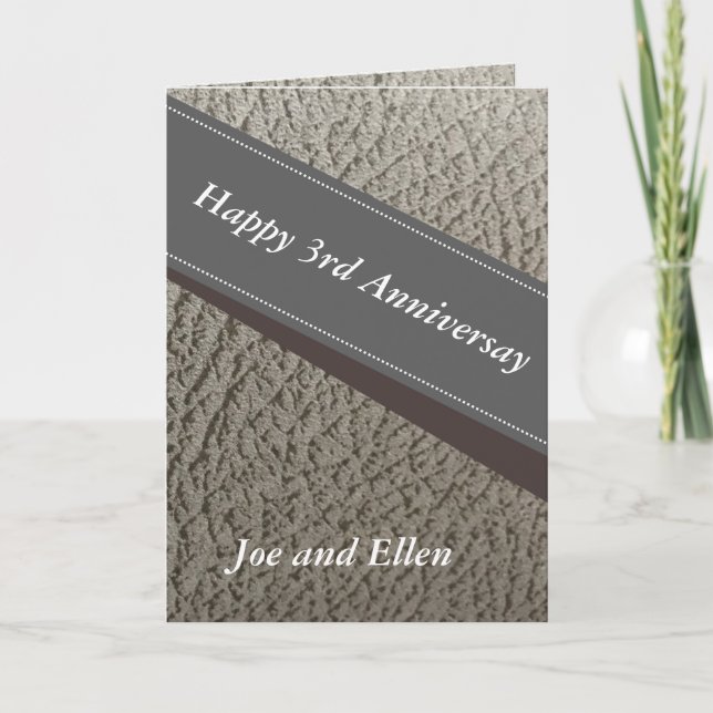 Carte 3e anniversaire, Faux Leather Anniversaire (Devant)