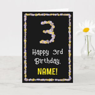 Carte 3e anniversaire : Floral Flowers Numéro, Nom perso