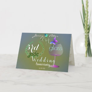 Carte 3e anniversaire Mariage Jade et verre