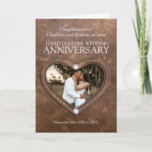 Carte 3e cristaux de cuir mariage anniversaire photo