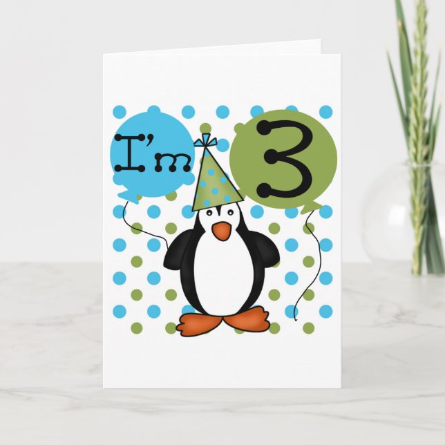Carte 3ème Pingouin T-shirts et cadeaux d'anniversaire (Devant)