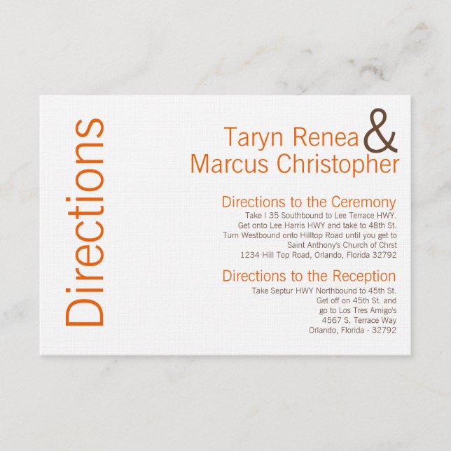 Carte 3x5 Directions Brown Orange Chevron (Devant)