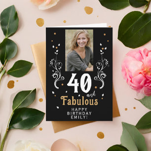 Carte 40 ans et feuillage fabuleux Photo d'anniversaire 