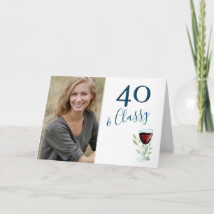 Carte 40 & Classy Red Wine 40th Birthday Photo