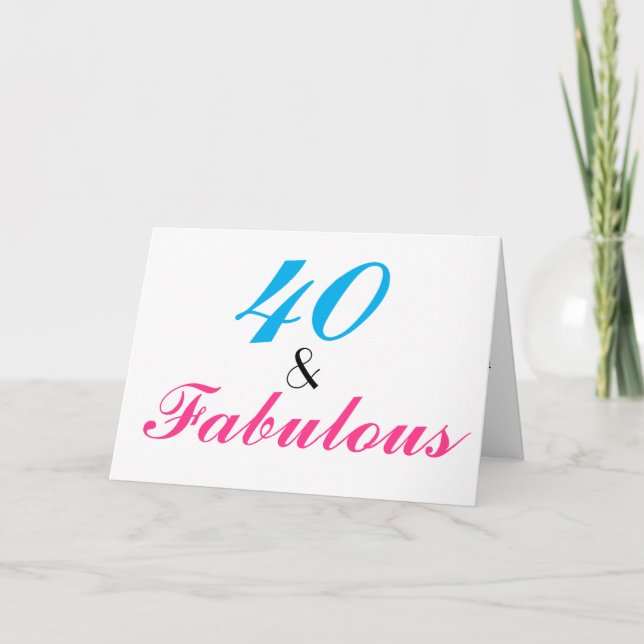 Carte 40 et personnaliser chique d'anniversaire fabuleux (Devant)