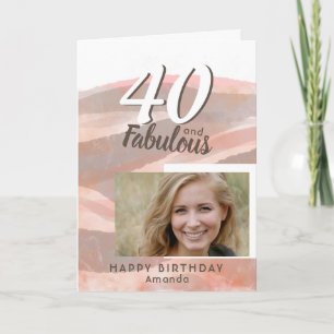 Carte 40 & Fabuleux Peach Peach Pink Aquarelle Photo