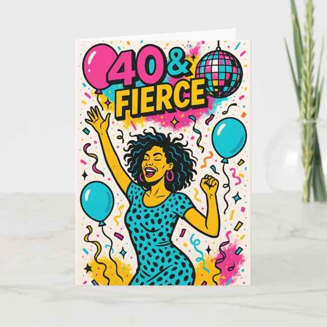 Carte 40 & Fierce Disco Party 40th Birthday (Devant)
