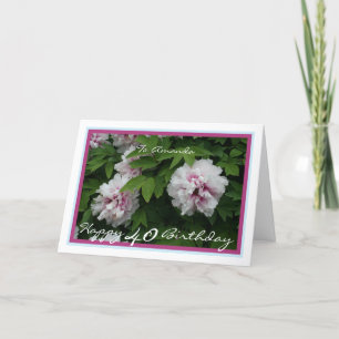 Carte 40e anniversaire Amanda Peonies Fleurs de printemp