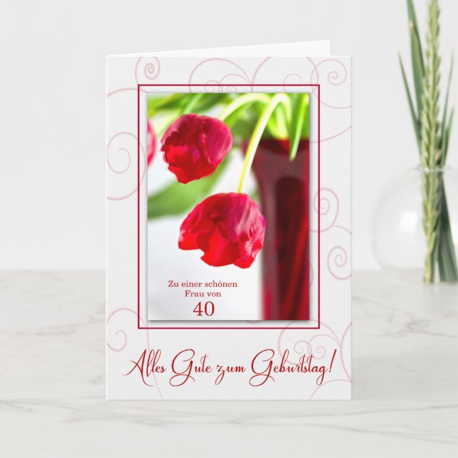 Carte 40e anniversaire Anniversaire en allemand avec des (Devant)