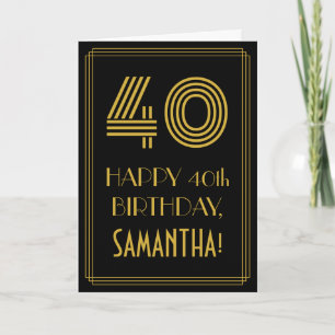 Carte 40e anniversaire : Art Déco Inspiré Look "40" & No