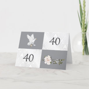 Carte 40e anniversaire avec la colombe et les anneaux