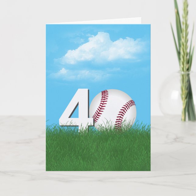 Carte 40e Anniversaire Baseball En Herbe Verte (Devant)