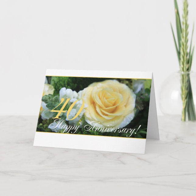 Carte 40e anniversaire de mariage - Rose jaune (Devant)