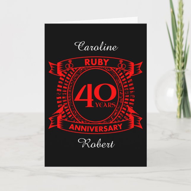 Carte 40e anniversaire de mariage rubis couronne (Devant)