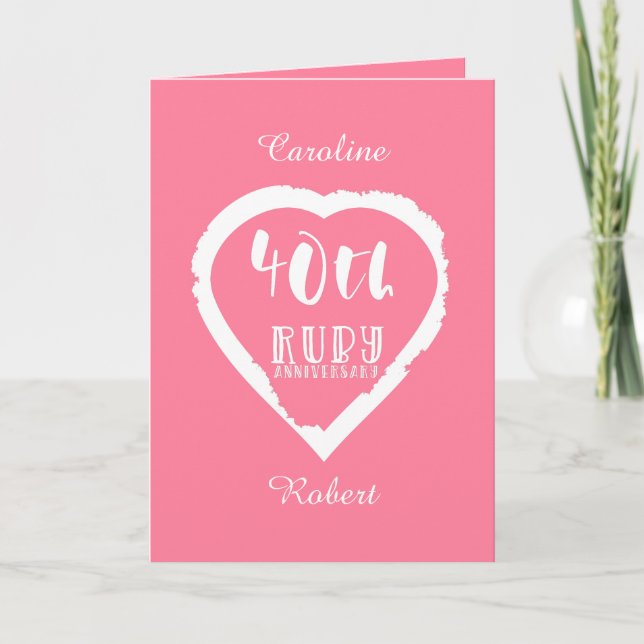 Carte 40e anniversaire de mariage rubis traditionnel (Devant)