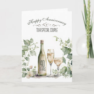 Carte 40e anniversaire de mariage Vin et Lierre